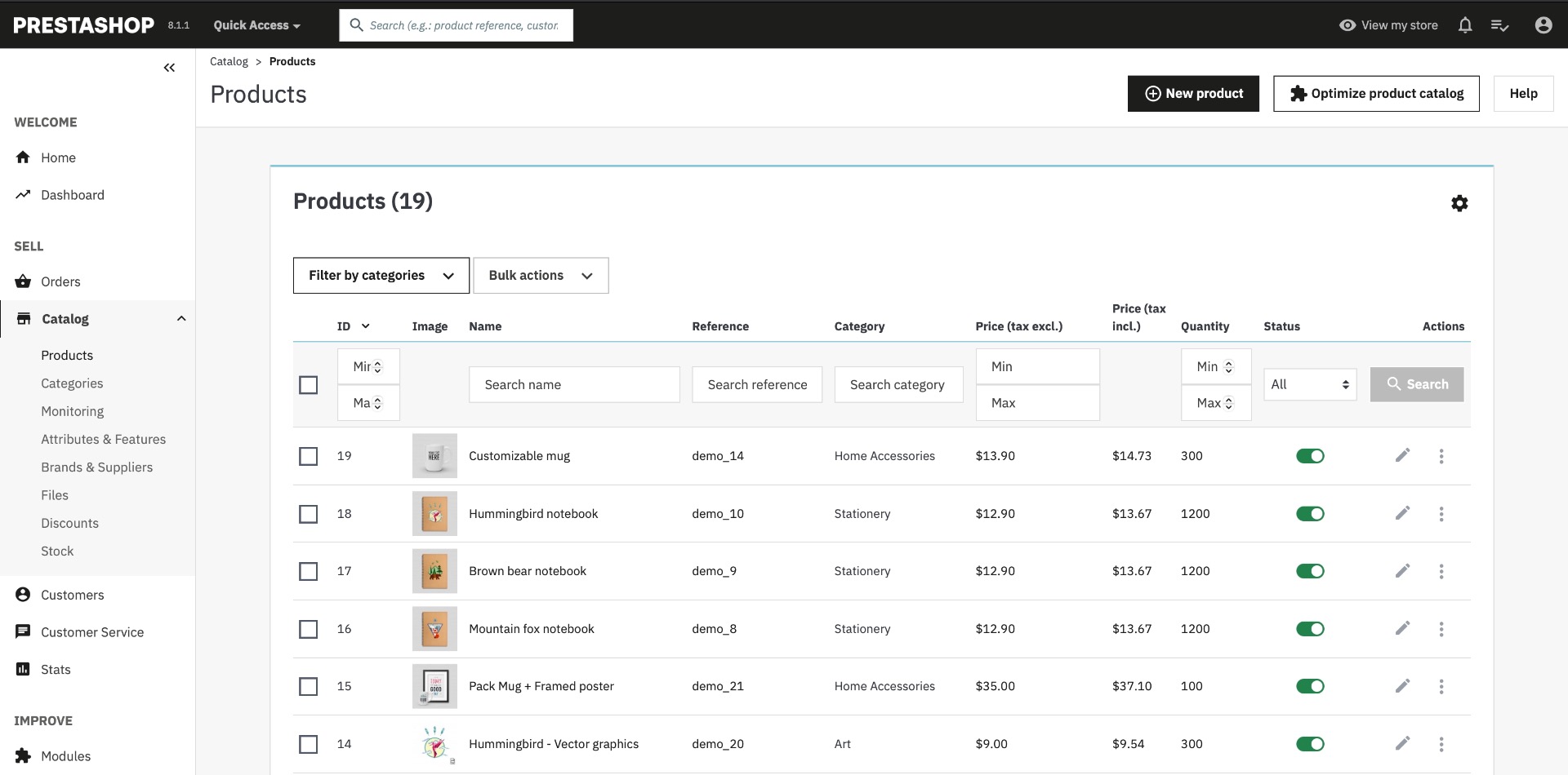 prestashop Backend